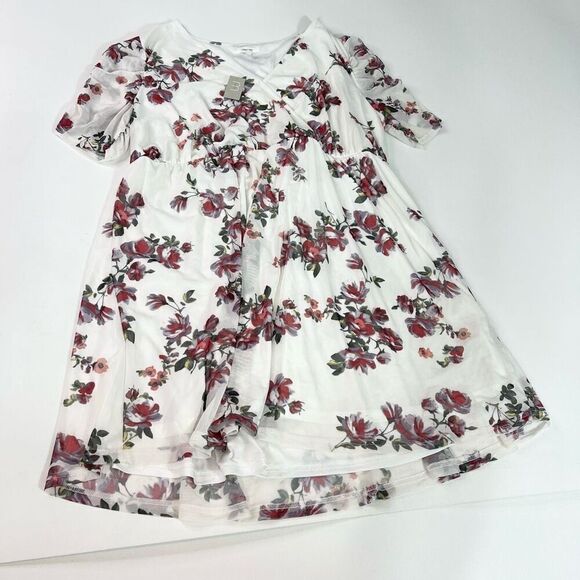 Maurices Mini Dress Womens 1X Multicolor Lined Tiered V-Neck Floral Print New - Picture 1 of 11